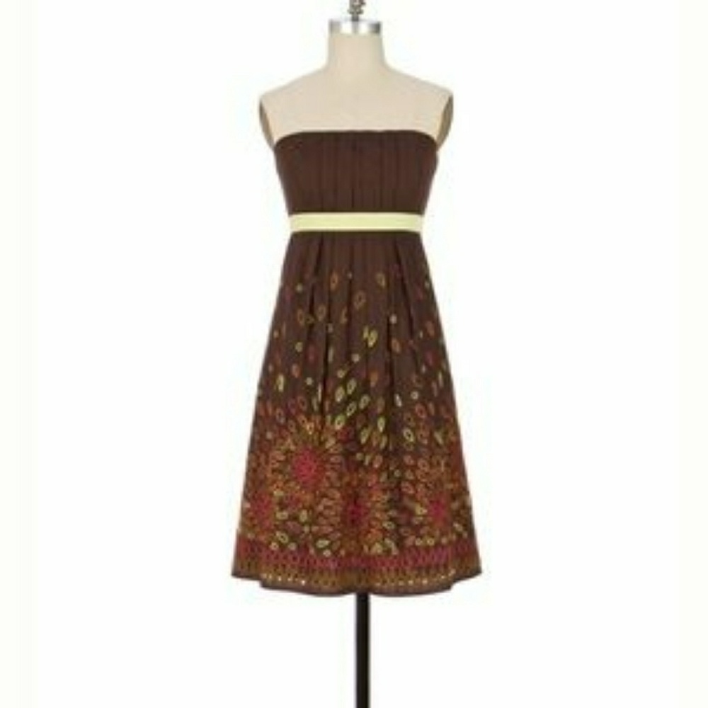 Brown paisley Anthro Honey House eyelet dress