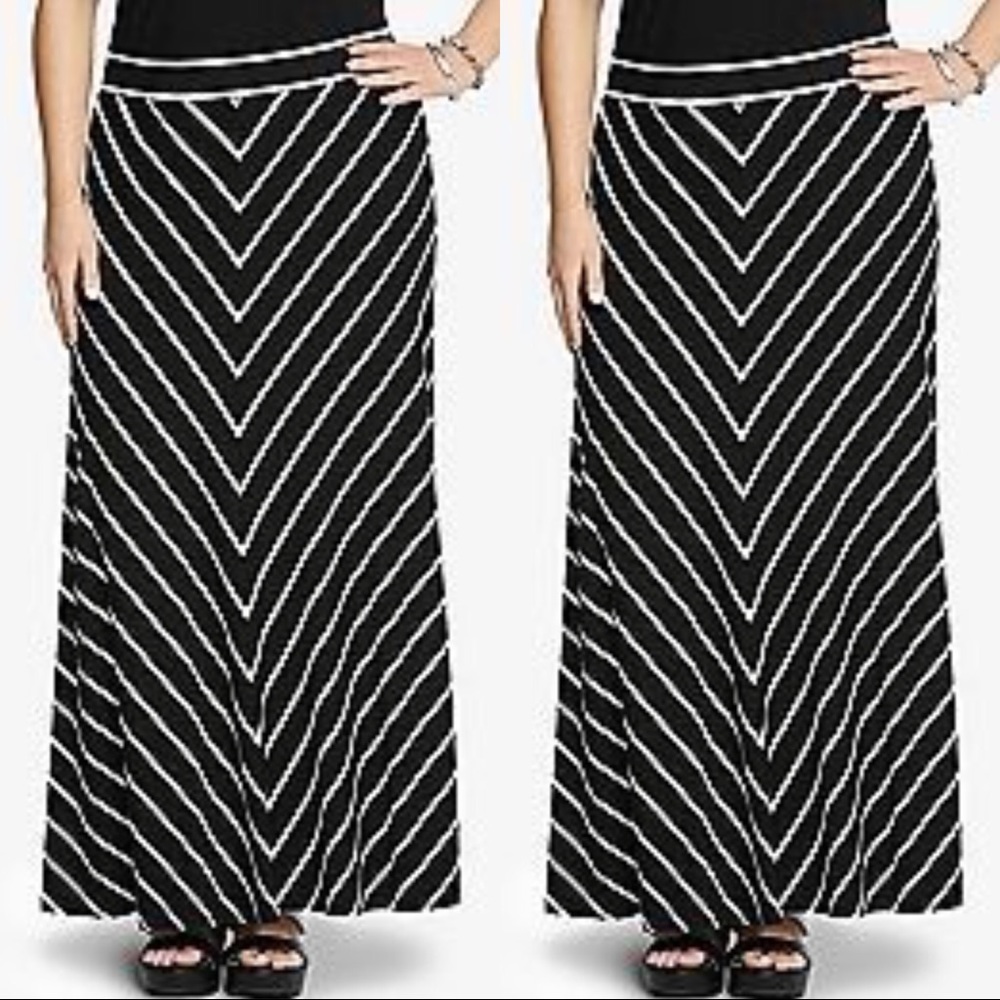 Torrid 1X Black and White Striped Maxi Skirt