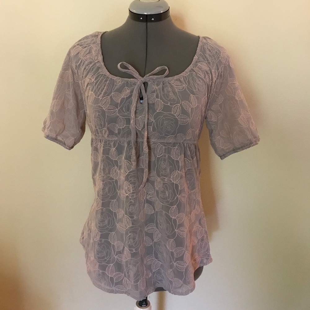 Rome embroidered sheer blouse