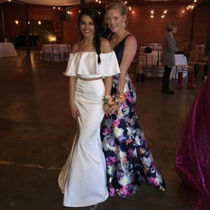 White two piece prom dress