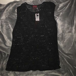 "Tripp" Black Mesh Skull Print Tank 💀💀💀