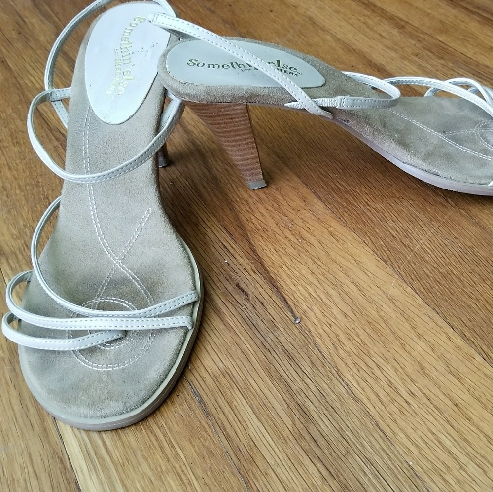Nude strappy heels