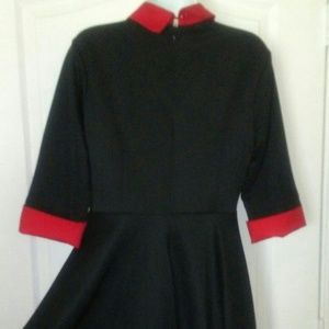 Red and Black Peter pan collar