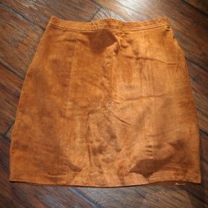 Phoenix Camel Caramel Brown Suede Leather Skirt
