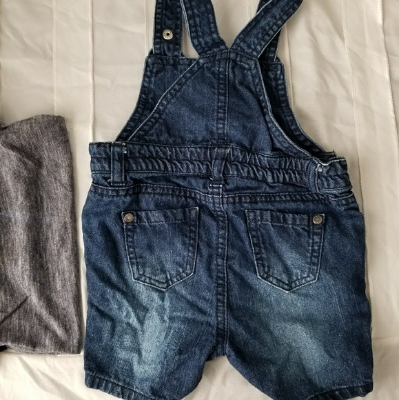 12 Month Jean Overall & Blue/White Striped Onesie - Picture 4 of 4