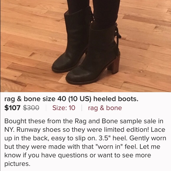 Rag & bone black heeled boot size 40 (10 us) - Picture 3 of 5