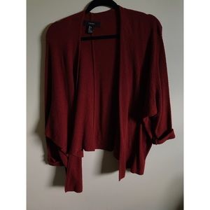 Dark Red Forever 21 Batwing Cardigan