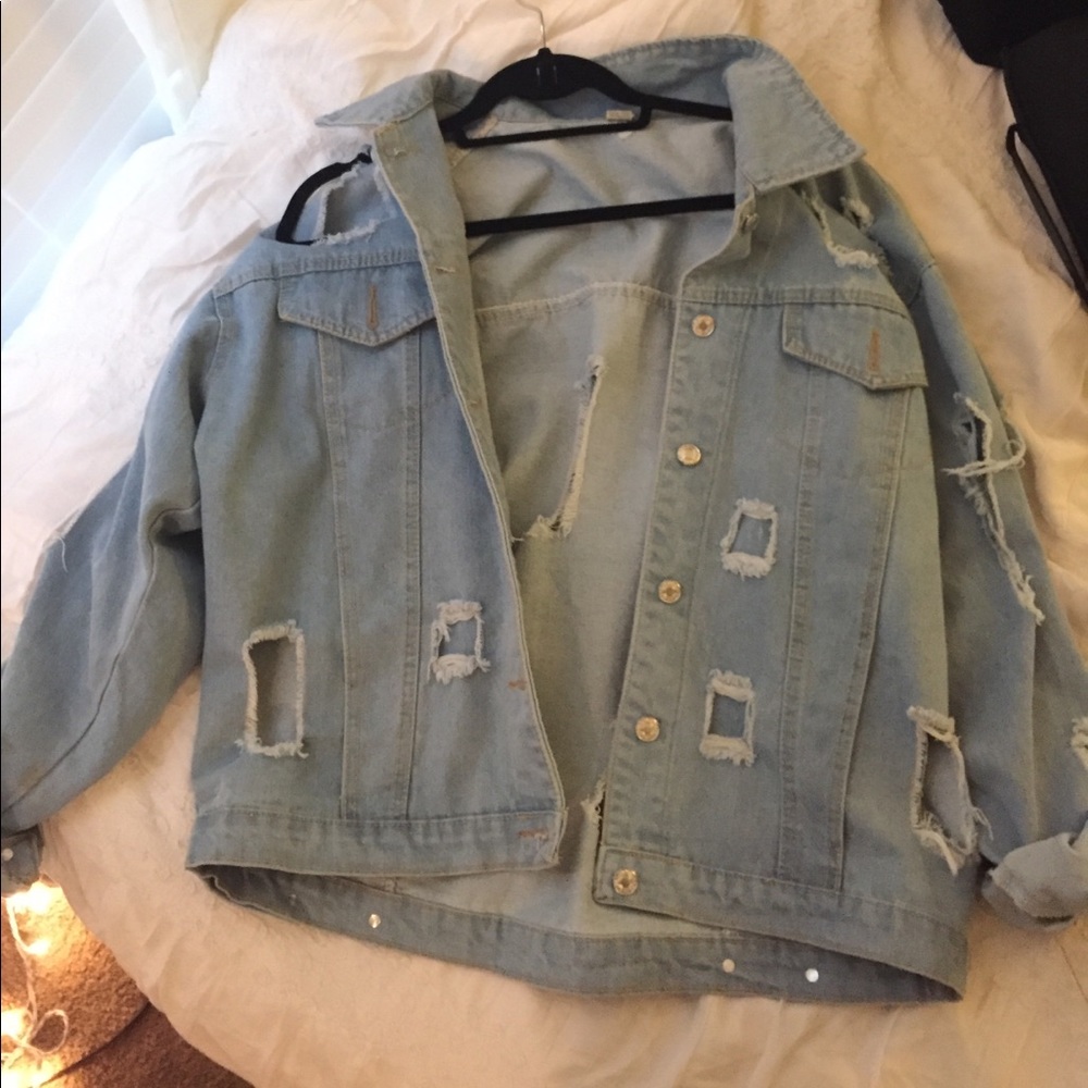 Distressed denim jacket