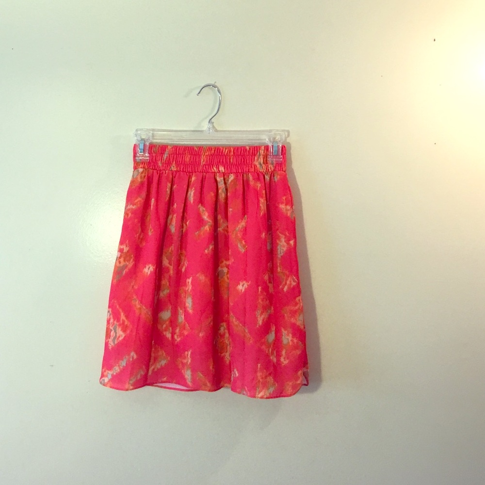 Bright pink multi colored skirt