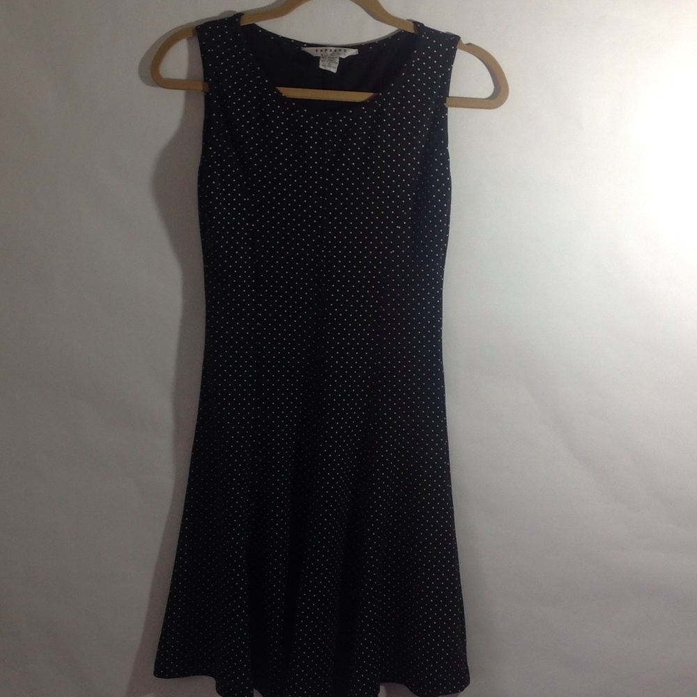 Express Tricot Black White Polka Dot Dress Size S