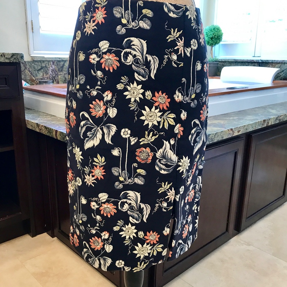 SOLD Floral Jacquard Pencil Skirt - Picture 2 of 6