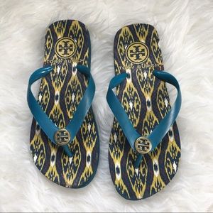 Tory Butch patterned flip flops