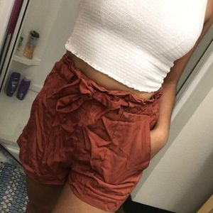 High waisted tie shorts