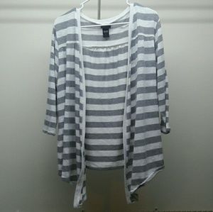 Grey and white stripped cardigan