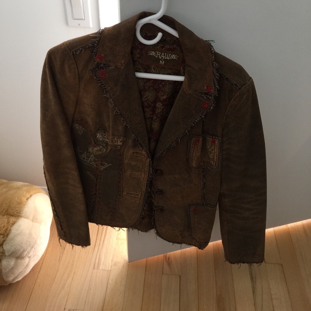 👀🔥💥Raw edged Leather blazer