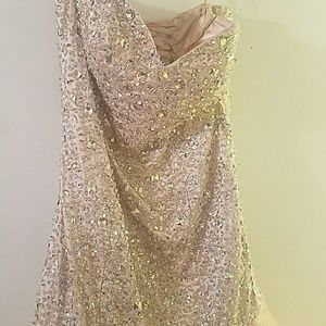 Champagne beaded evening gown