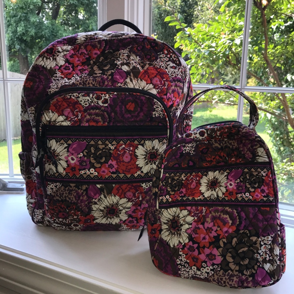 Vera Bradley Rosewood campus backpack & lunch bag