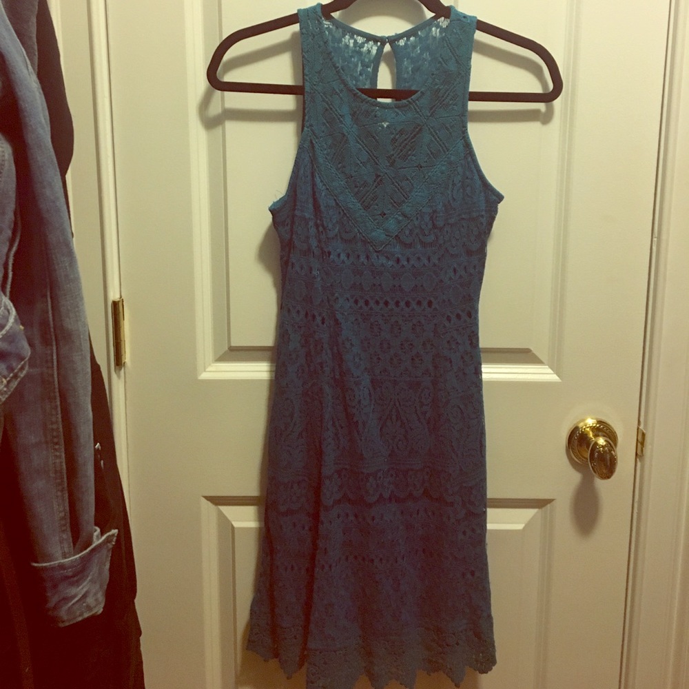 Hollister Turquoise Aline Eyelet Dress