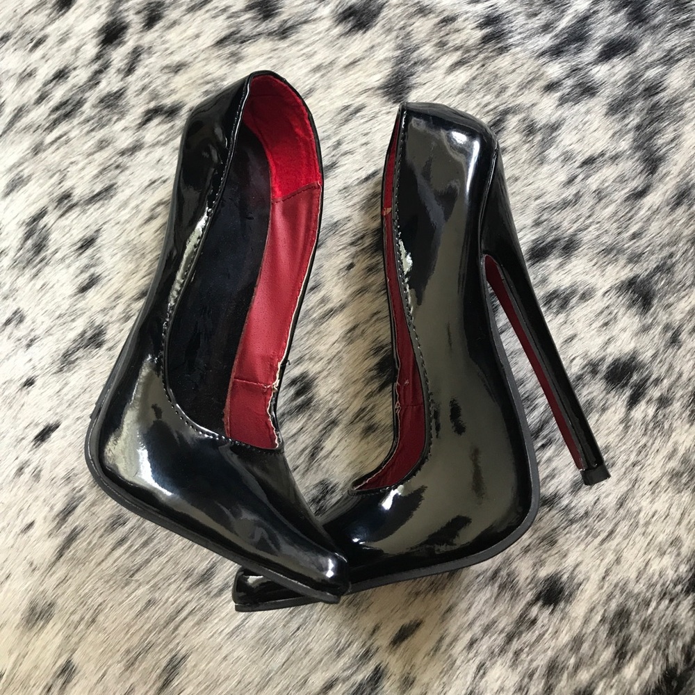 7" Black Patent Fetish Heels