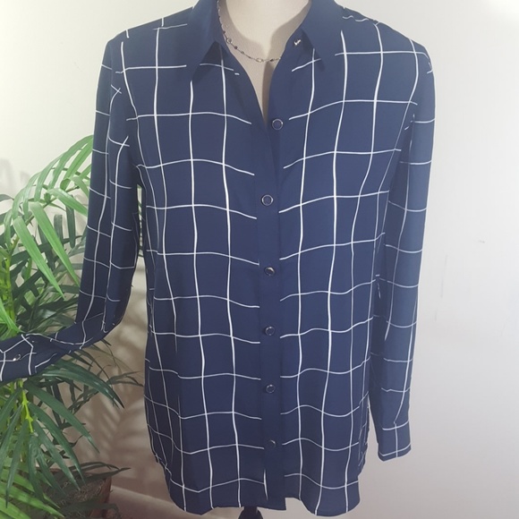 Charter Club button down plaid blue blouse Size SP - Picture 1 of 7