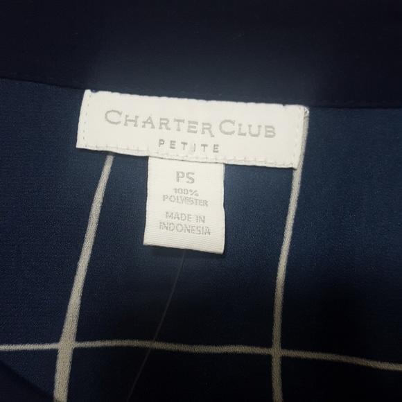 Charter Club button down plaid blue blouse Size SP - Picture 7 of 7