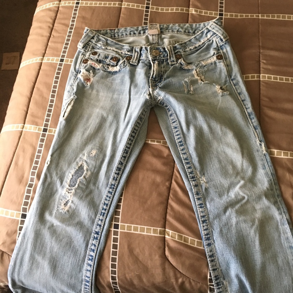 TRUE RELIGION women's size 28 distressed bootcut