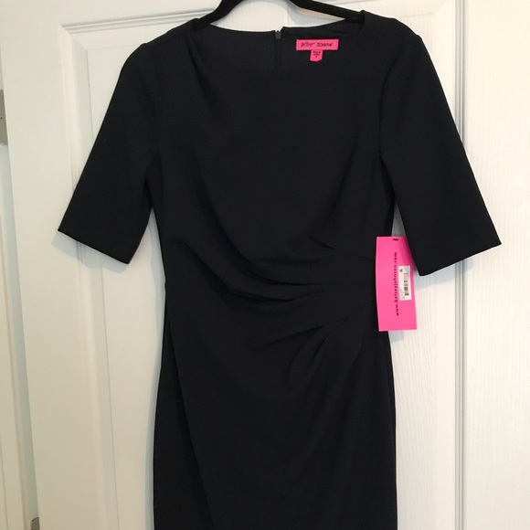 Betsey Johnson Scuba Crepe Sheath Dress- Navy - Picture 2 of 4