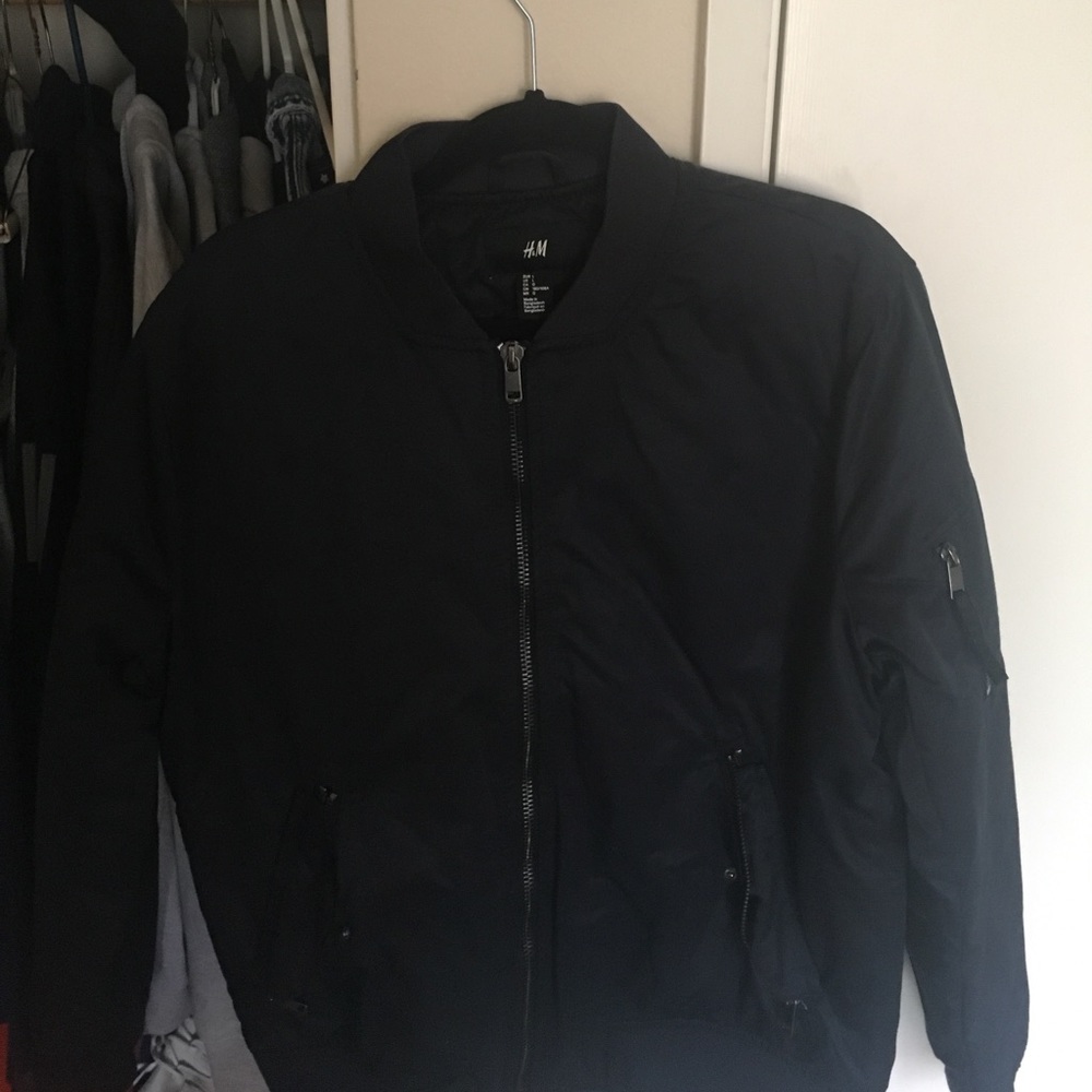 Navy blue bomber jacket