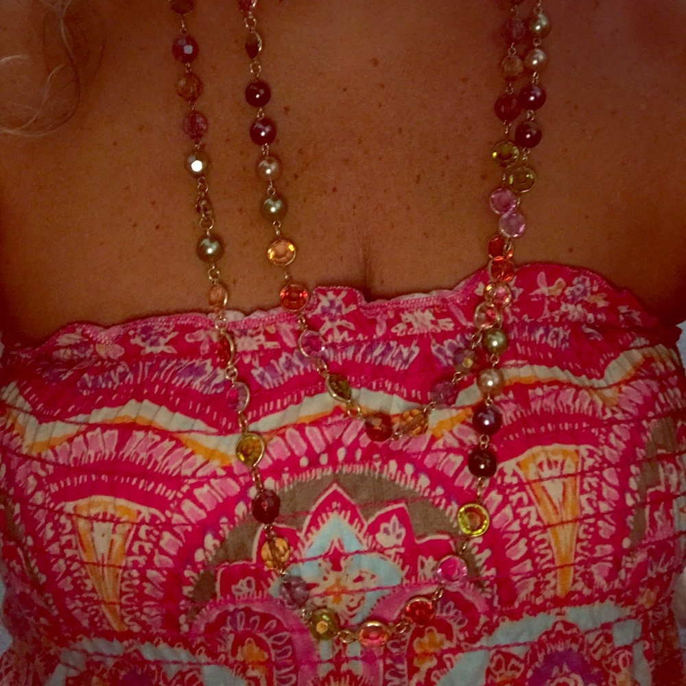 PD multicolored "gemstone & pearl" necklace