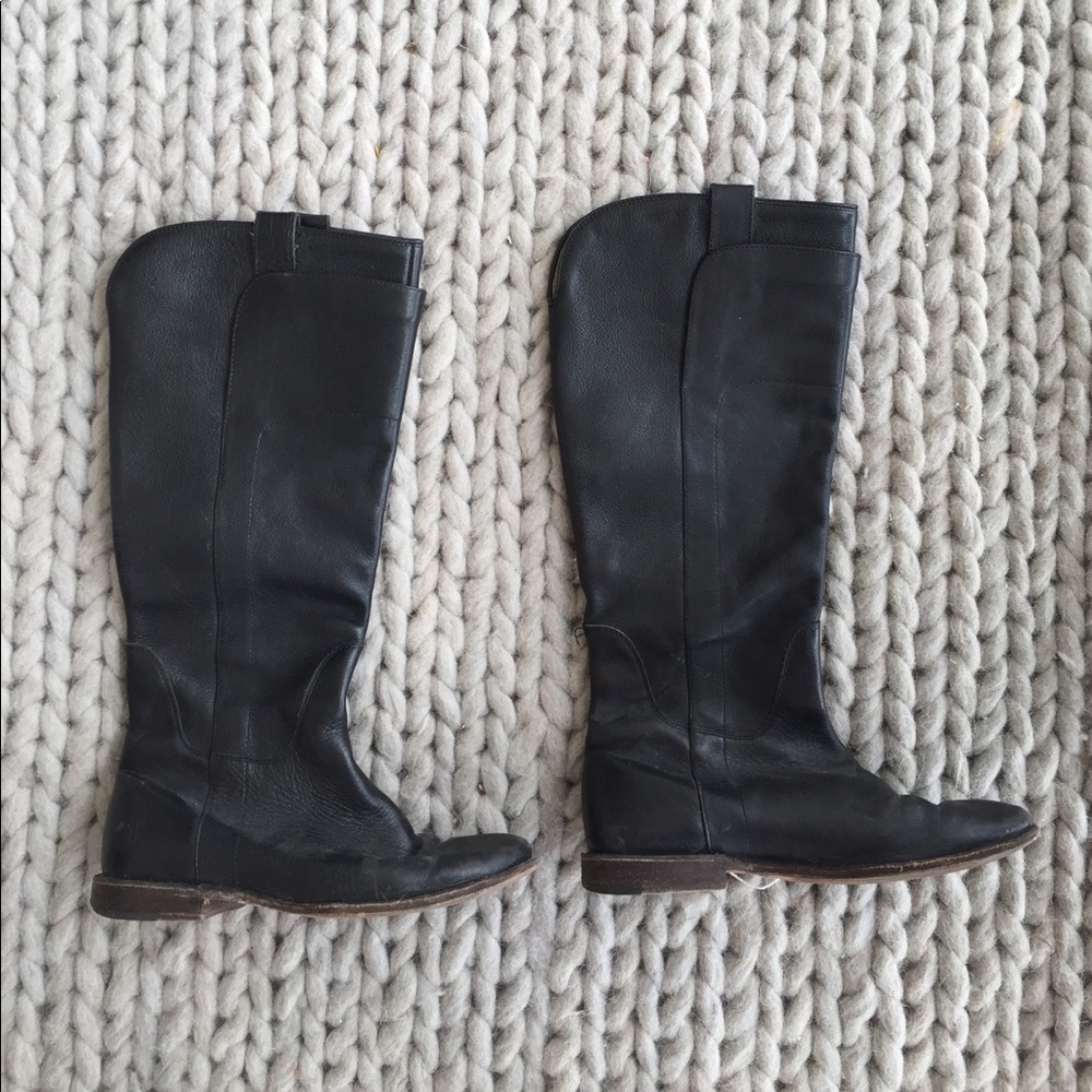 Frye Paige Tall Riding Boots in Black Calf Leather