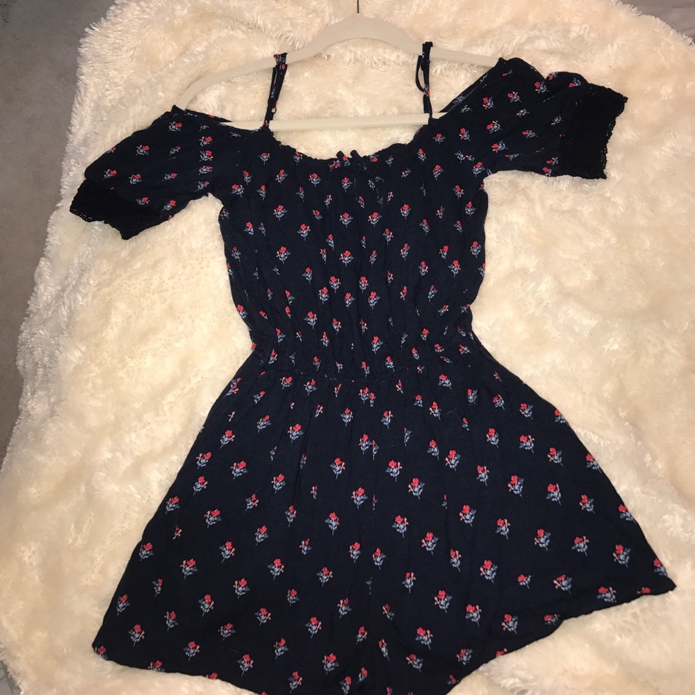 Navy Floral Printed Romper