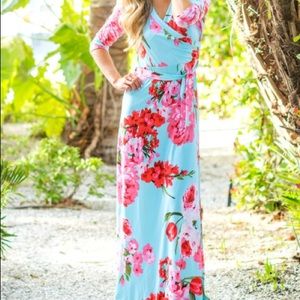 Mint Floral Maxi Dress. New with Tags.