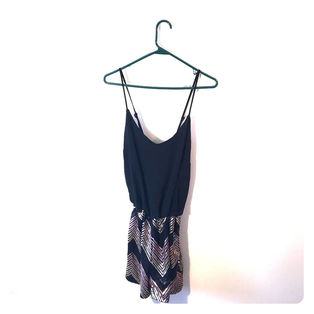 Black and brown romper with sequins