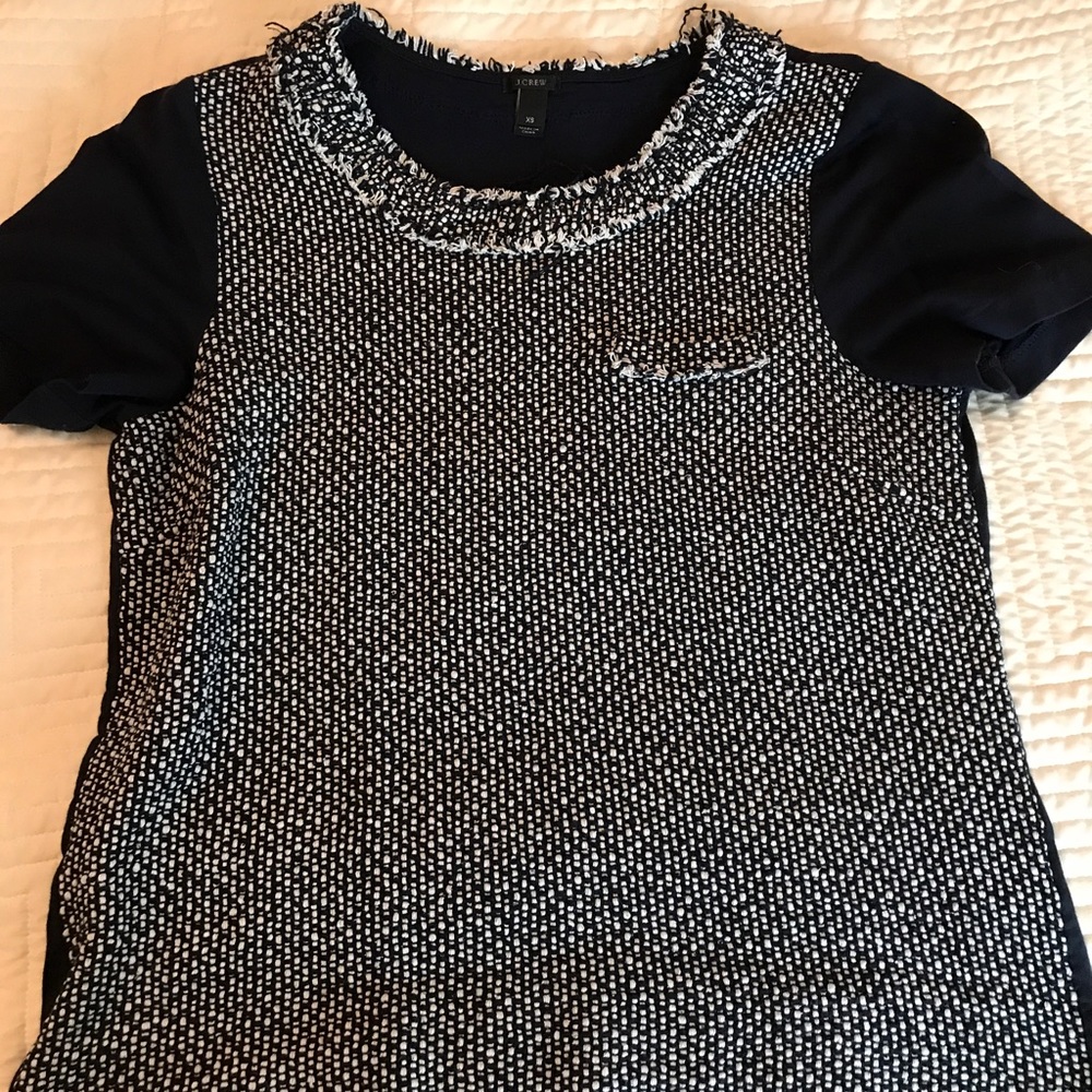 J.Crew blue threaded top