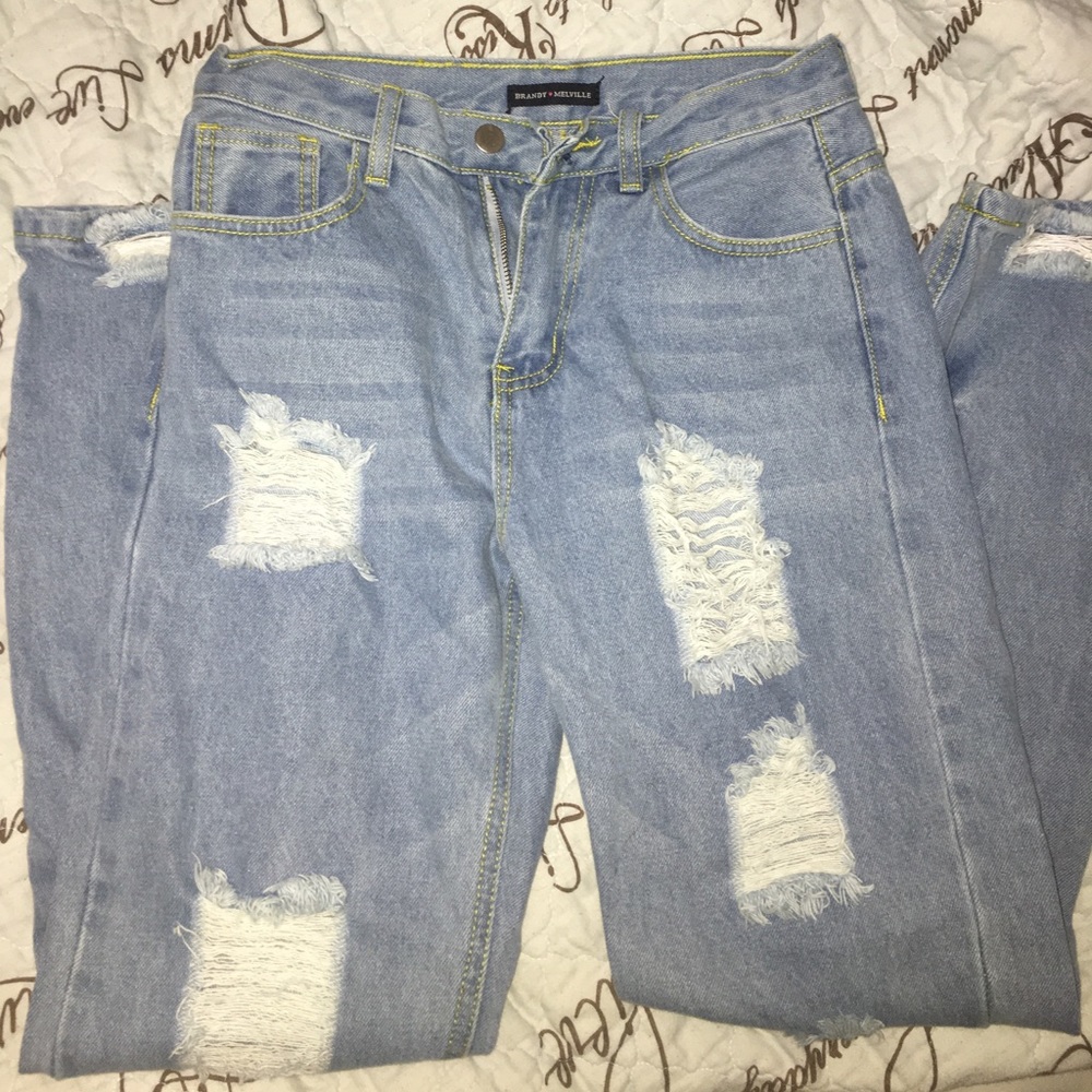 Brandy Melville Ripped Light-Wash Jean