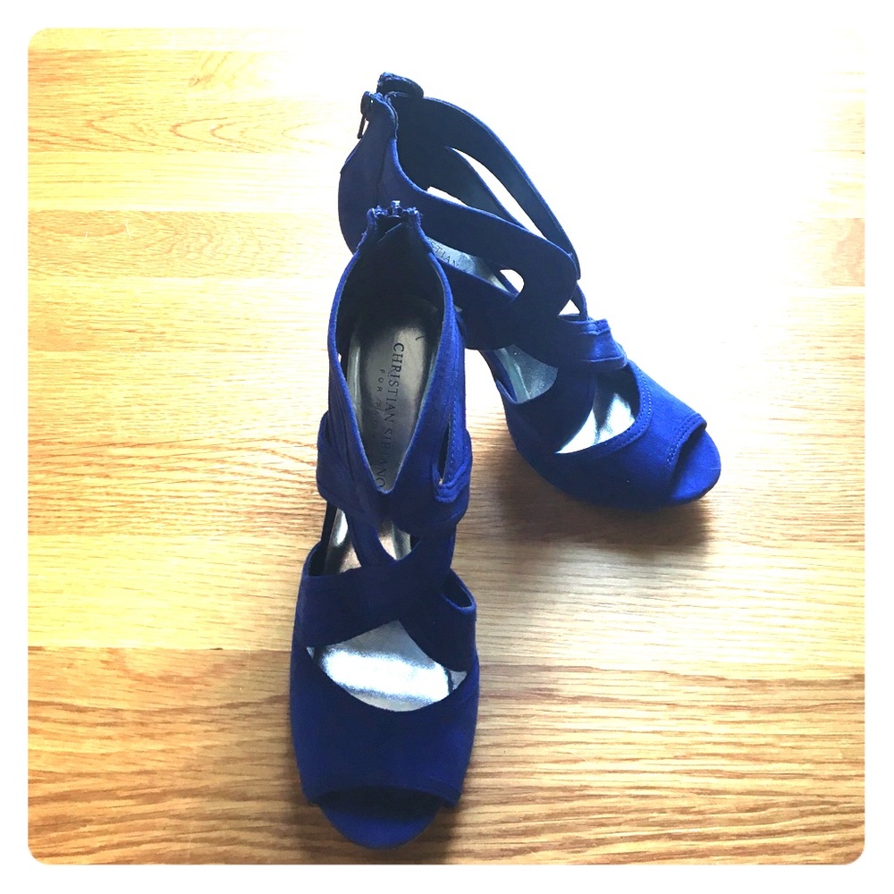 Royal Blue Christian Soriano 4" Open-Toe Heels