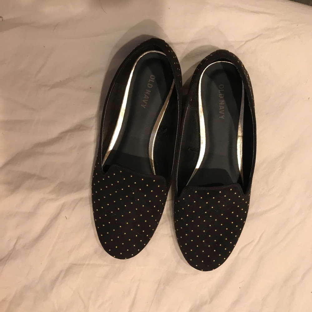 Black and Gold Studded Flats