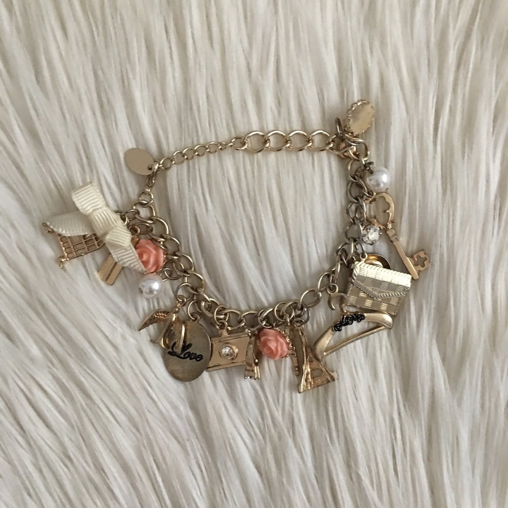 Gold charm bracelet