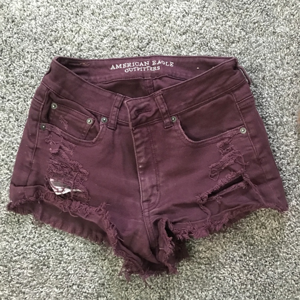 American Eagle High Rise Maroon Festival Shorts