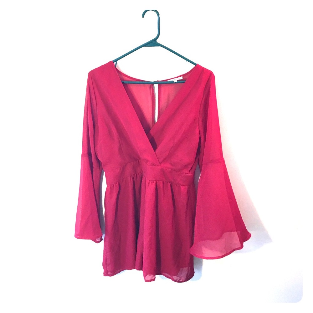 Red romper with bell sleeves