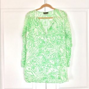 Athleta Green & White Pattern Beach Coverup