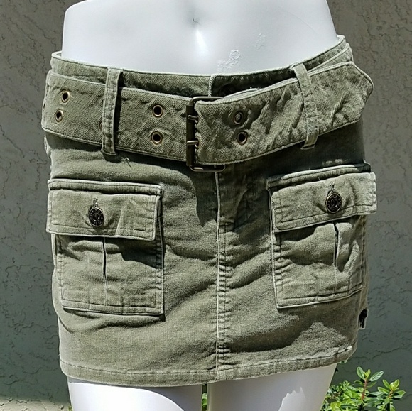 rjoe Dresses & Skirts - Khaki Green Stretch Corduroy Mini Skirt