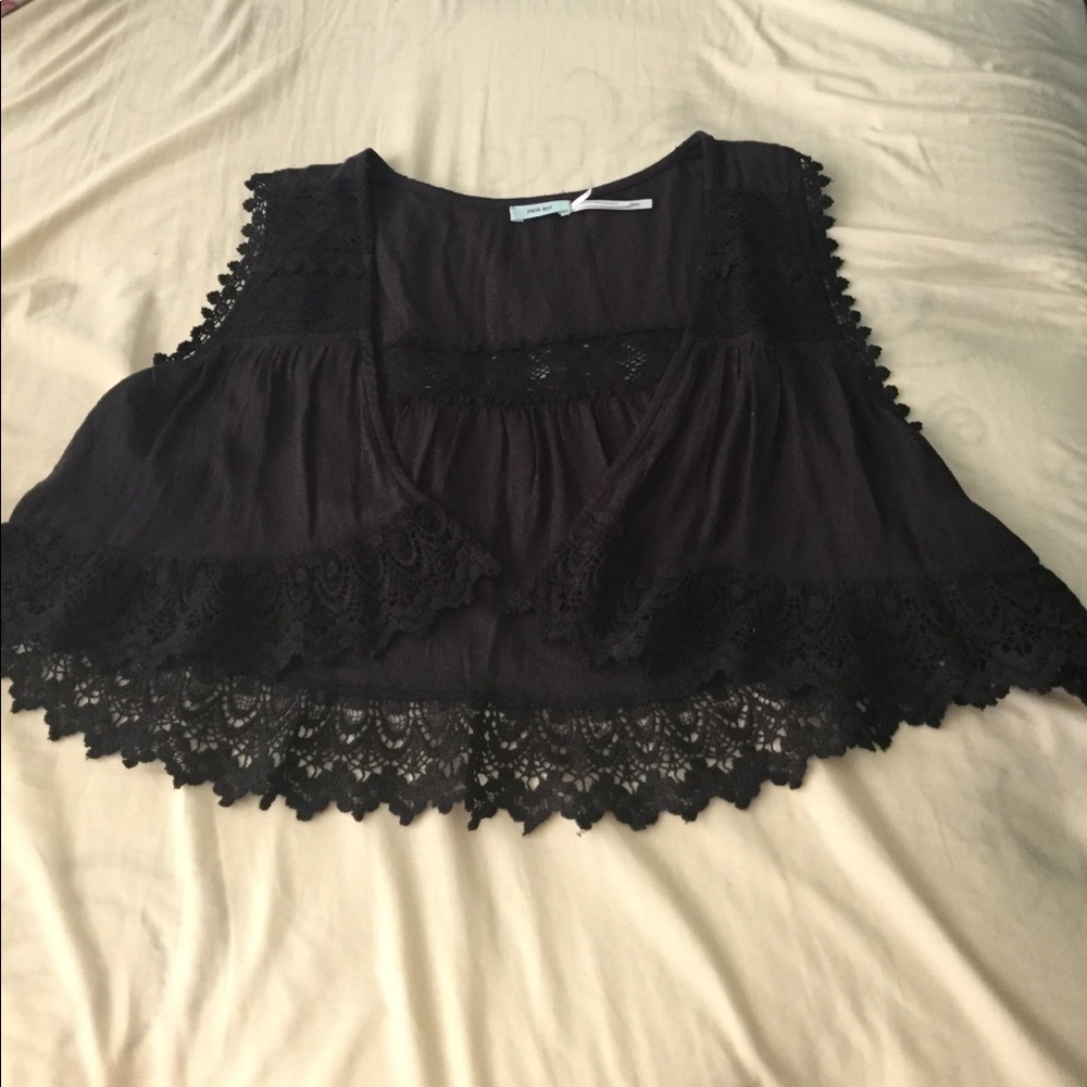 Black crochet vest