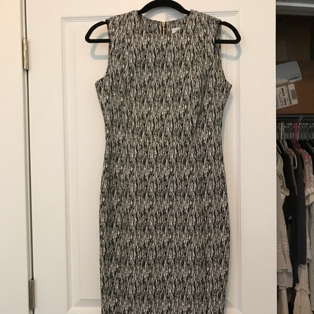 Black and white Calvin Klein sheath dress