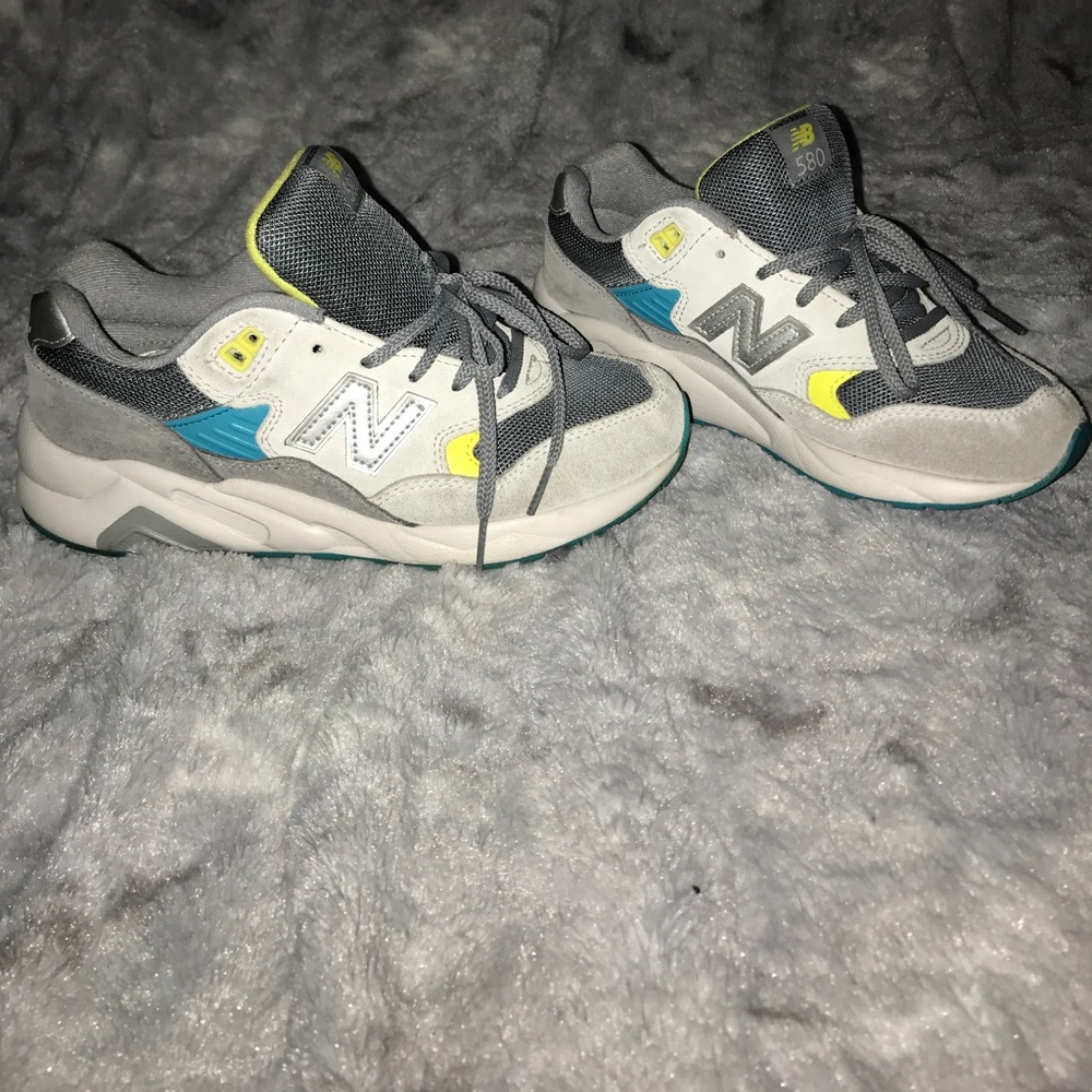 Grey and lime green new balances