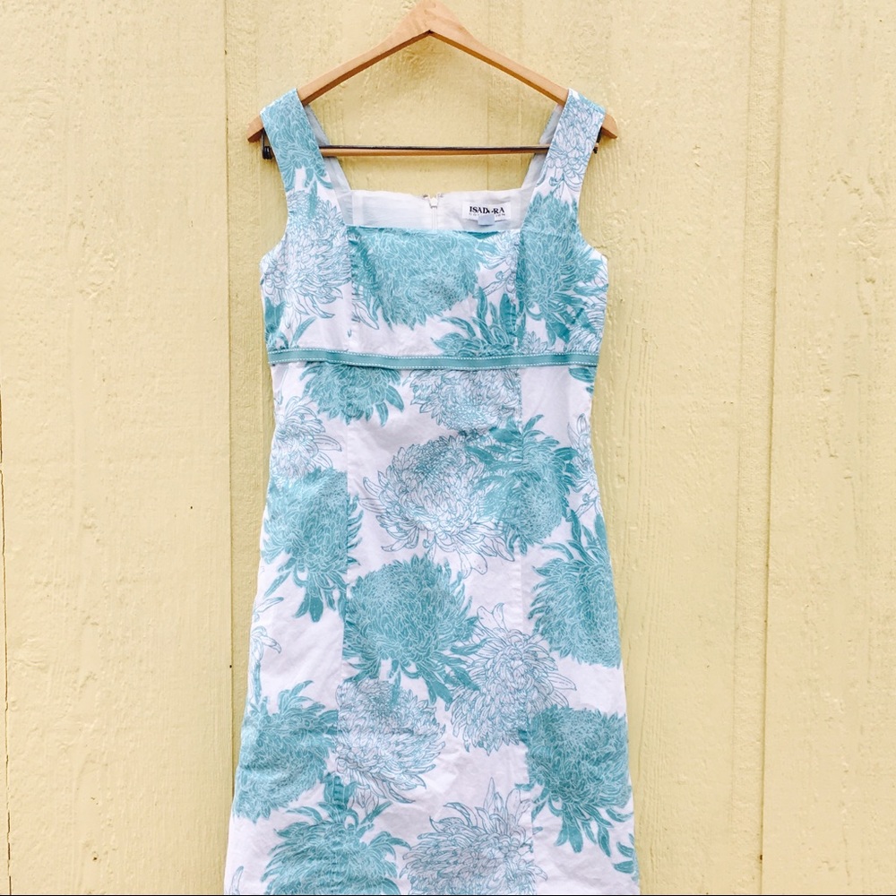 Aqua Turquoise Floral Summer Dress Sundress
