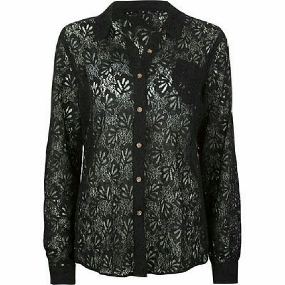 NWT Volcom button down long sleeve lace top shirt - Picture 3 of 3
