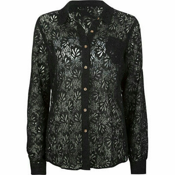 NWT Volcom button down long sleeve lace top shirt - Picture 3 of 3