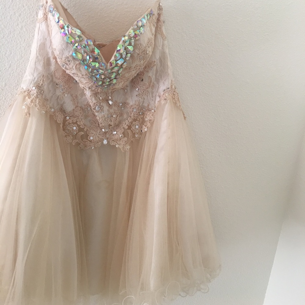 Beautiful rhinestone champagne/ ivory dress