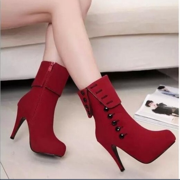 💥Red Women's Ankle Boots💥 - Picture 4 of 7
